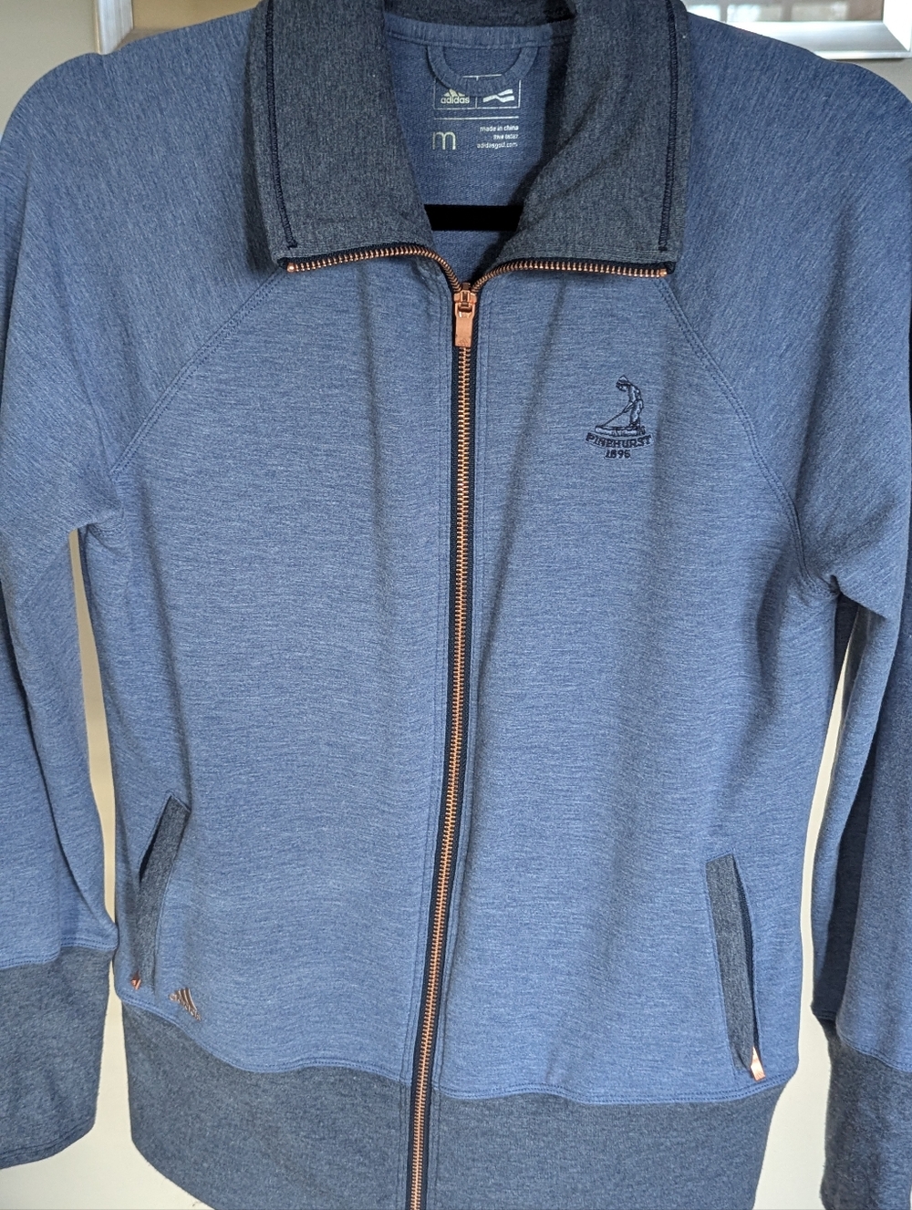 Adidas x Pinehurst 1896 Full-Zip Sweatshirt - Blue/Rose Gold - Size M $30 Golf
